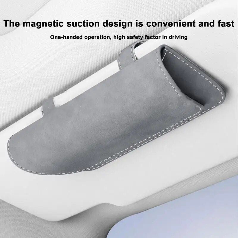 universal pu leather car glasses holder, view 9 - MRSLM
