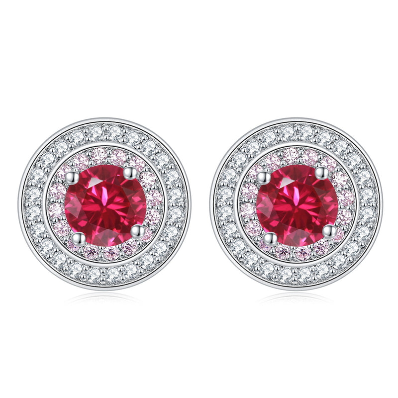 sterling silver round micro set zircon earrings, view 4 - MRSLM