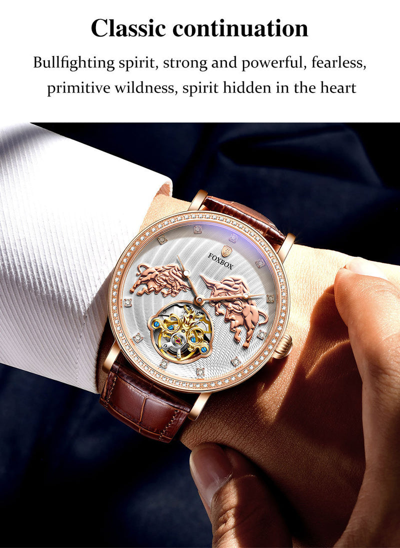 men's diamond set mechanical watch, view 5 - MRSLM