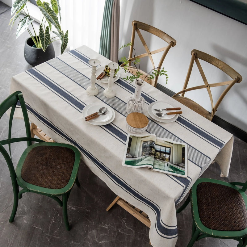 striped cotton linen tablecloth - MRSLM