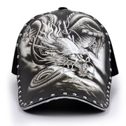 dragon print peaked baseball cap, view 2 - MRSLM