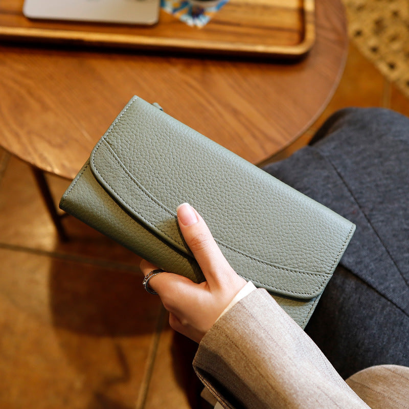 Long Womens Genuine Leather Clutch Bag
