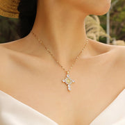 rhinestone cross pendant necklace, view 7 - MRSLM