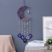 natural agate crystal dream catcher pendant, view 2 - MRSLM