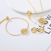 floral stainless steel jewelry set, view 4 - MRSLM