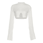 women's short open navel knit sweater, view 7 - MRSLM