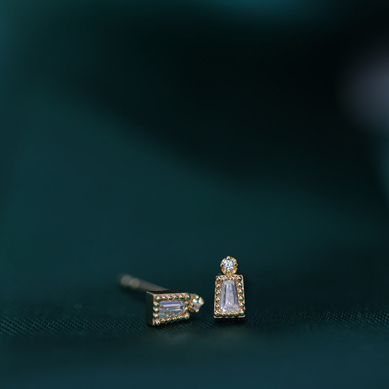 t square white zirconium earrings, view 4 - MRSLM