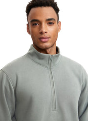 men's fleece-lined mock neck half zip sweatshirt, view 7 - MRSLM