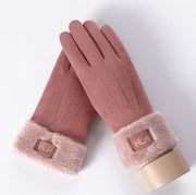 Women's plush-lined suede touchscreen gloves, view 11 - MRSLM