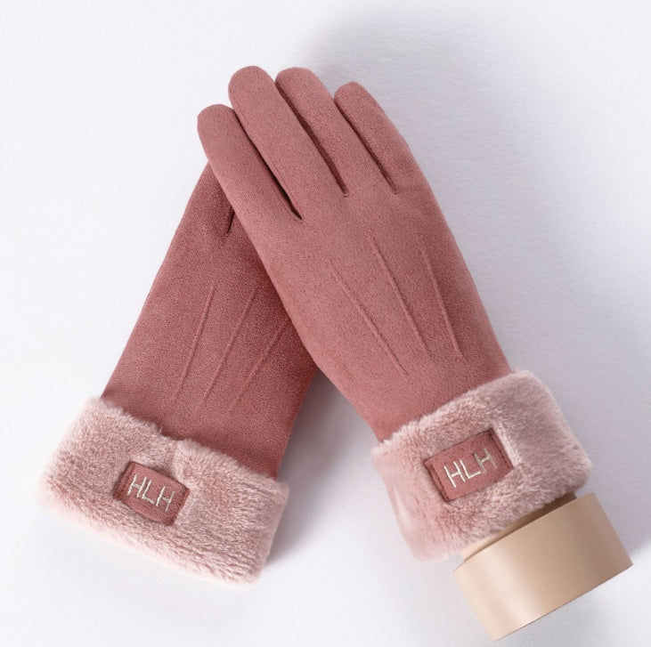 Women's plush-lined suede touchscreen gloves, view 11 - MRSLM