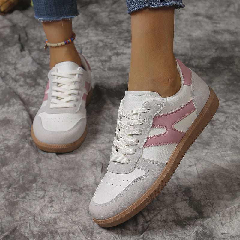 Colorblock lace-up round-toe flats, view 4 - MRSLM