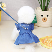 denim dog dress with tutu skirt, view 5 - MRSLM