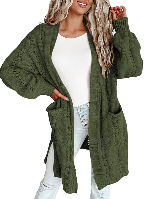 women's long cardigan sweater with pockets, view 5 - MRSLM