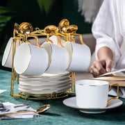 Bone china coffee mug set with tray, view 6 - MRSLM