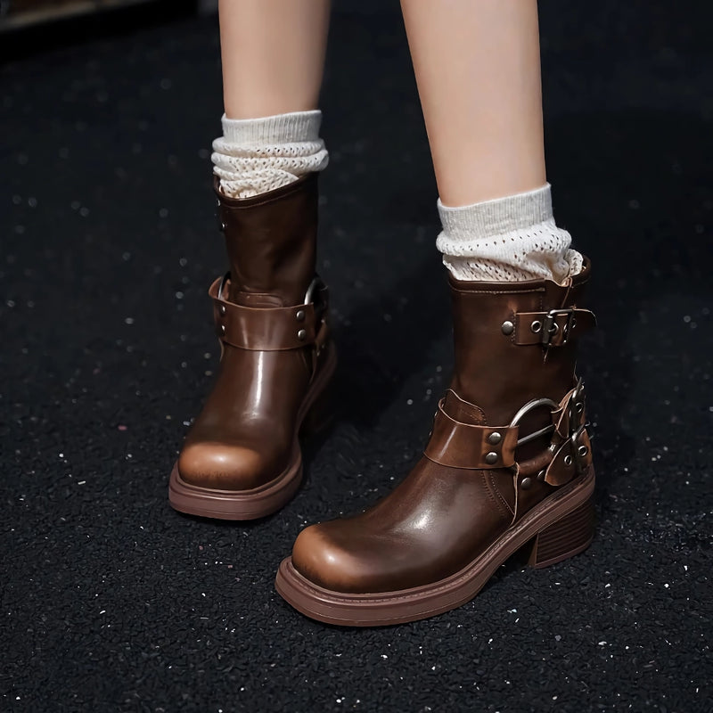 retro women's ankle motorcycle boots, view 4 - MRSLM