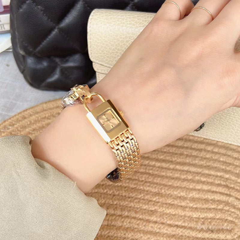 Women's small square steel quartz watch, view 7 - MRSLM
