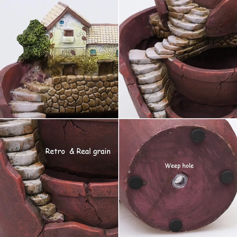 farmhouse resin succulent planter, view 10 - MRSLM