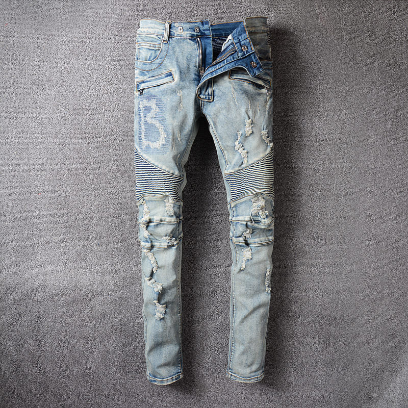 Multi pocket slim fit washed jeans - MRSLM