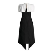 black sling slit dress, view 3 - MRSLM