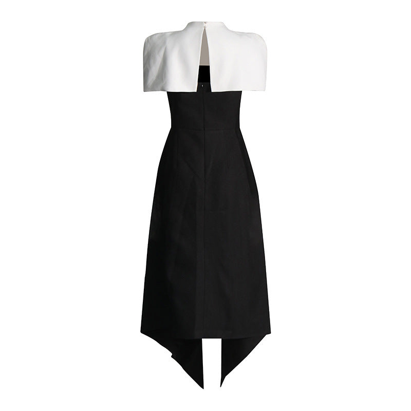 black sling slit dress, view 3 - MRSLM