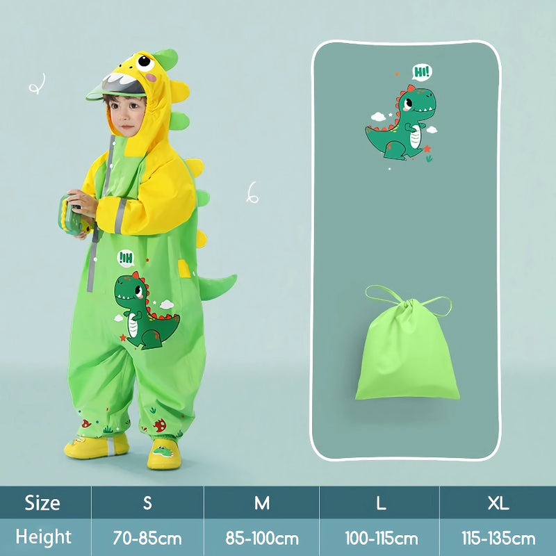 waterproof zipper rain suit for kids, view 4 - MRSLM