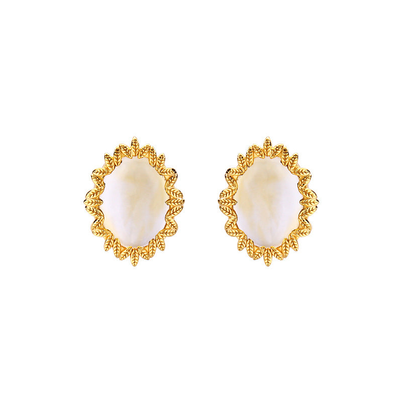 vintage chamomile topaz stud earrings, view 2 - MRSLM