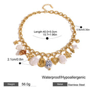 gold plated conch bowknot pearl necklace, view 7 - MRSLM