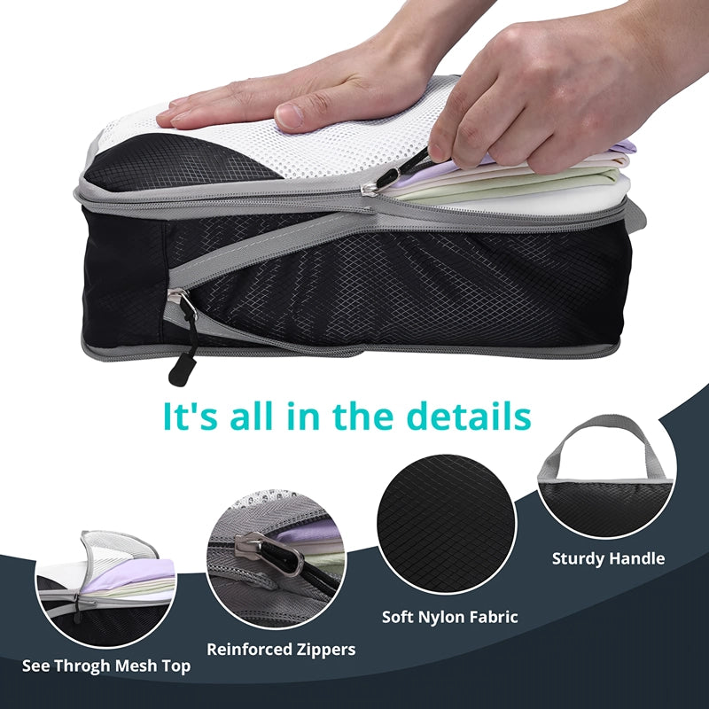 travel packing cubes and shoe bag set, view 10 - MRSLM