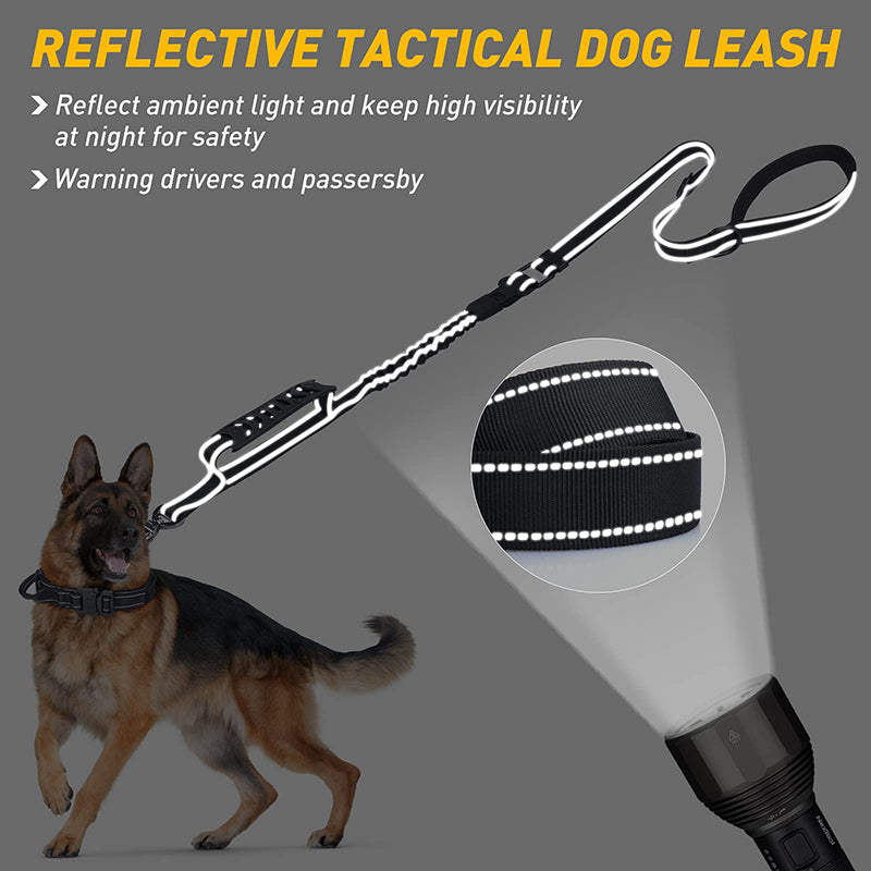 no-pull reflective bungee dog leash, view 5 - MRSLM