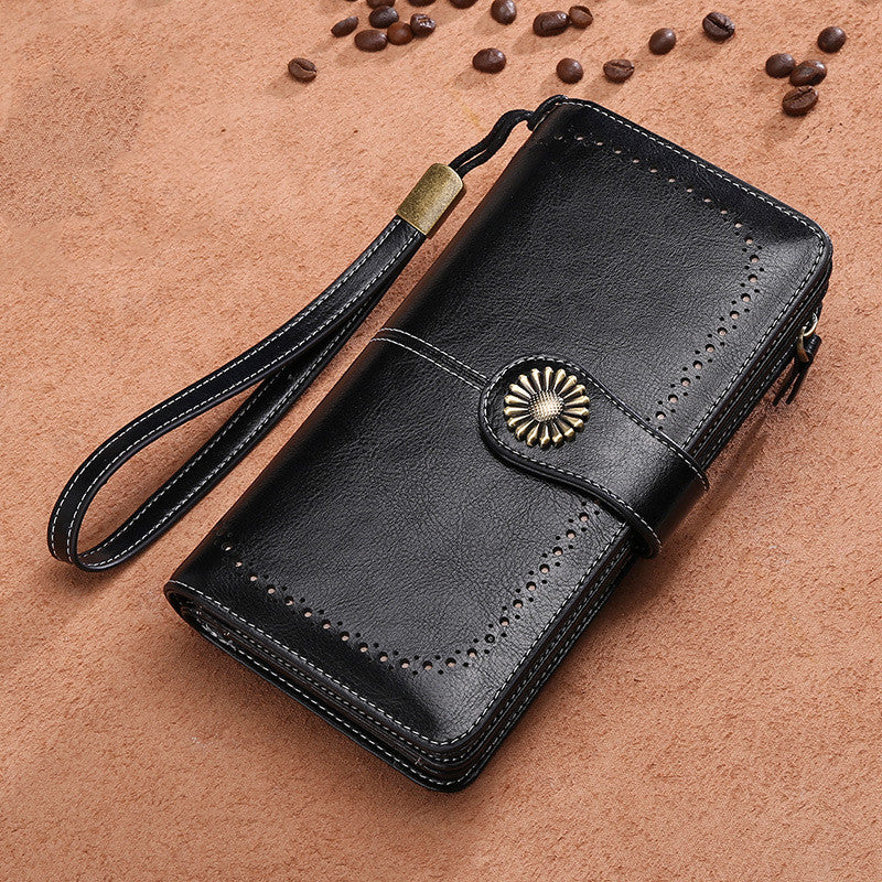 women's long leather clutch wallet, view 6 - MRSLM