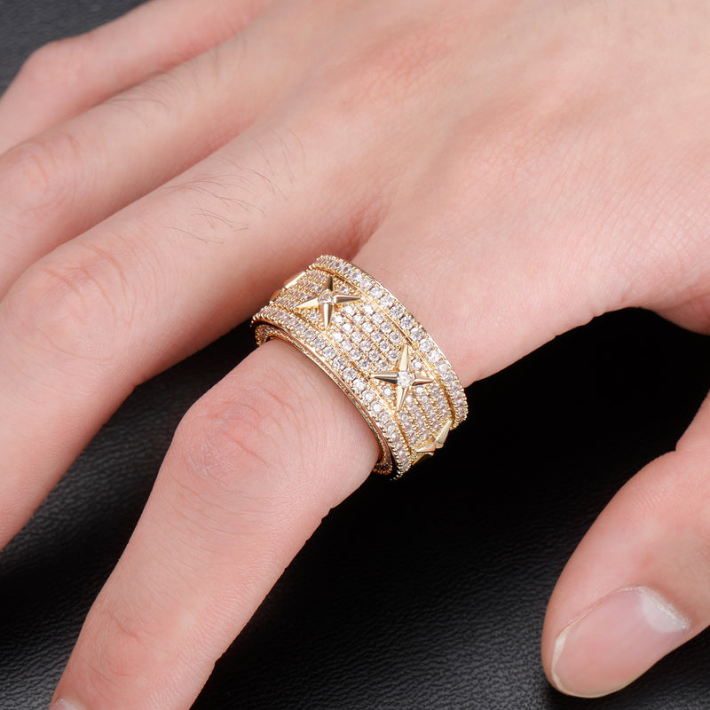 retro full zircon gold plated ring, view 2 - MRSLM