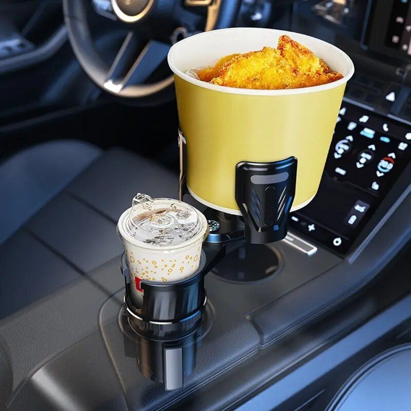 Multifunctional Carbon Fiber Car Cup Holder with Built-In Compass