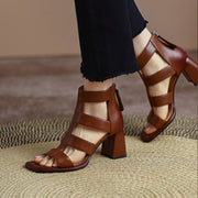 leather gladiator sandals with square heel, view 7 - MRSLM
