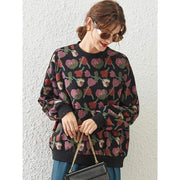 retro floral print loose-fit sweatshirt, view 5 - MRSLM