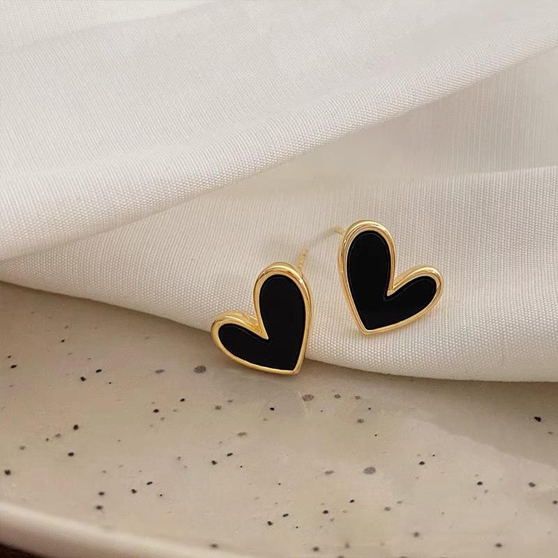 heart bling zircon stud earrings, view 5 - MRSLM