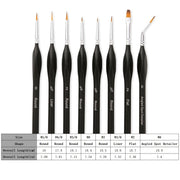 8-piece fine detail paint brush set, view 7 - MRSLM