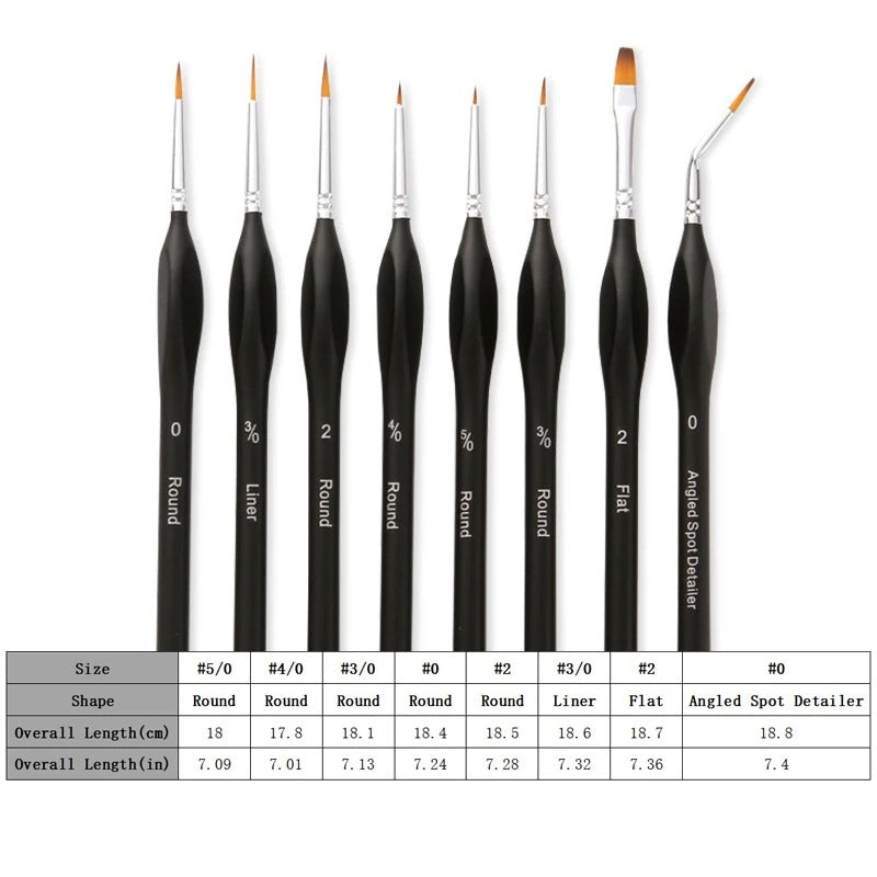8-piece fine detail paint brush set, view 7 - MRSLM
