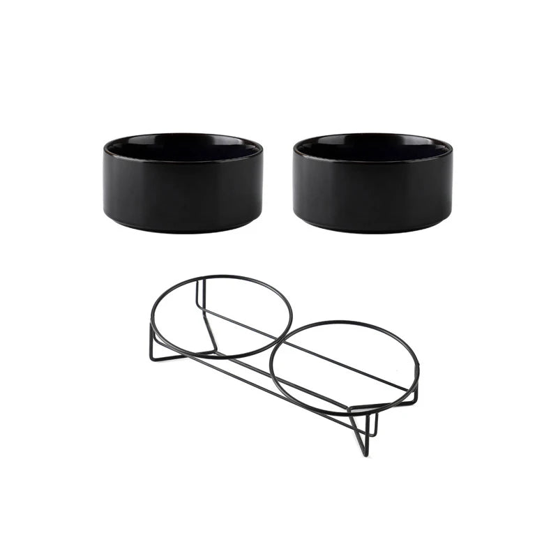 starry double cat food bowls, view 3 - MRSLM