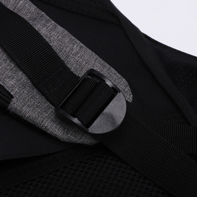 reflective men's backpack with lock, view 8 - MRSLM
