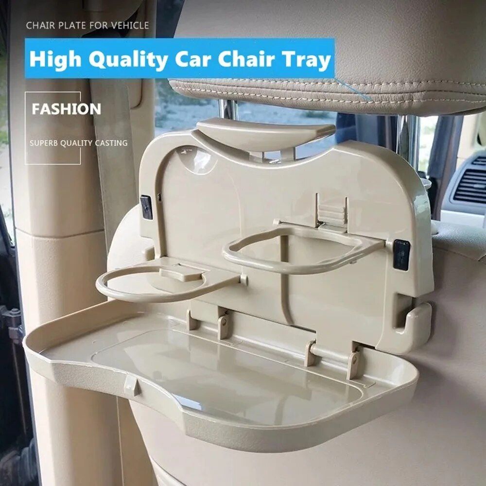 Universal Car Backseat Organizer with Foldable Food and Drink Tray