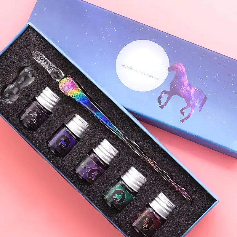 Rainbow crystal glass dip pen watercolor set, view 2 - MRSLM