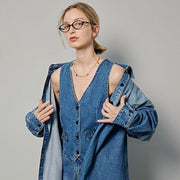 Sleeveless V-neck button vest, view 6 - MRSLM