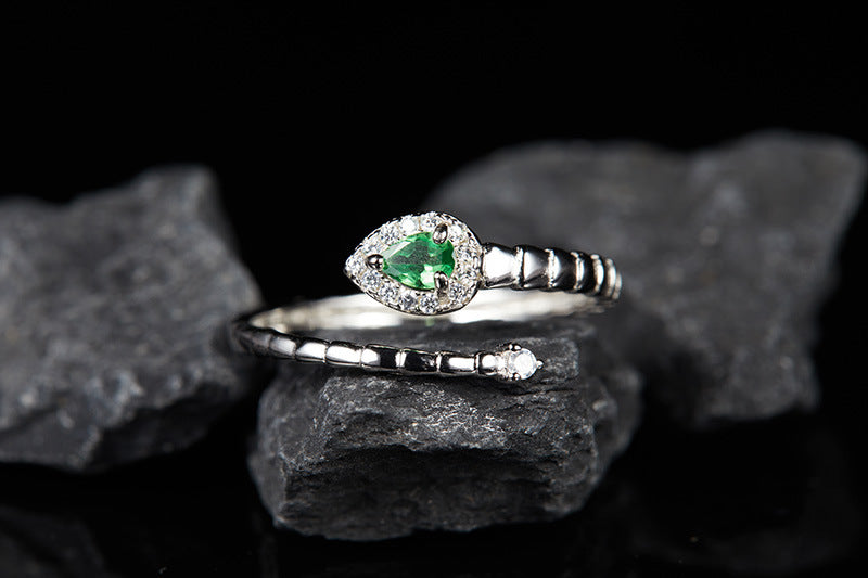sterling silver green heart gemstone ring, view 9 - MRSLM