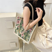 linen button vintage floral handbag, view 8 - MRSLM