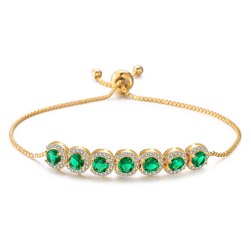 emerald zircon adjustable bracelet, view 3 - MRSLM
