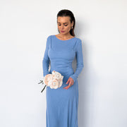 knitted round neck split dress, view 4 - MRSLM