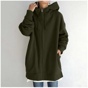 women's fuzzy full-zip long hoodie, view 8 - MRSLM