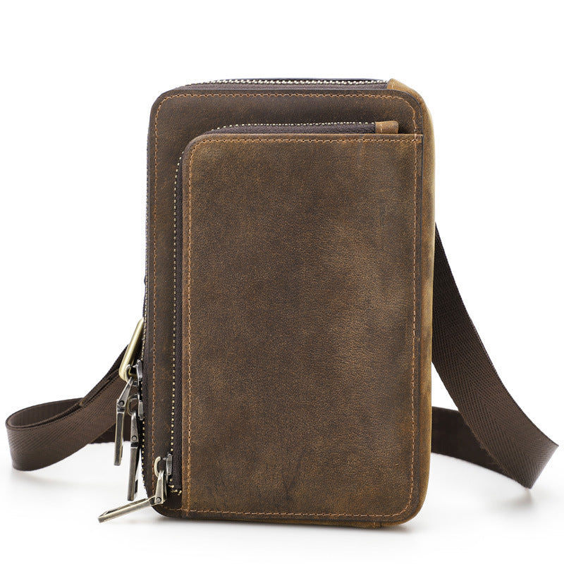 retro cowhide phone bag, view 2 - MRSLM