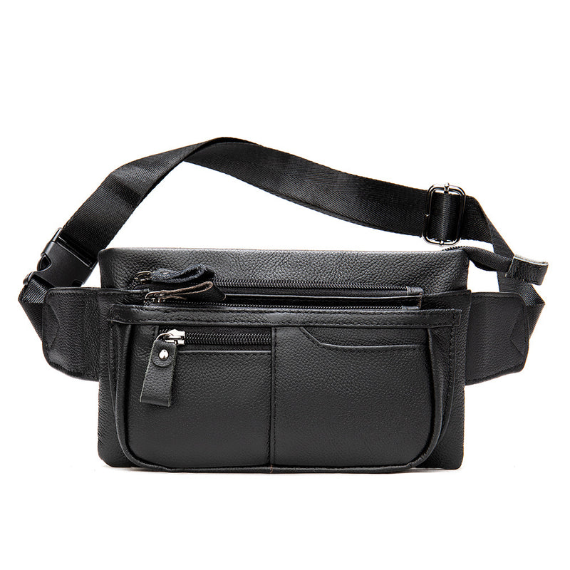 cowhide cross body chest bag for men, view 4 - MRSLM