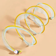 cat tunnel toy with bell and feather, view 2 - MRSLM
